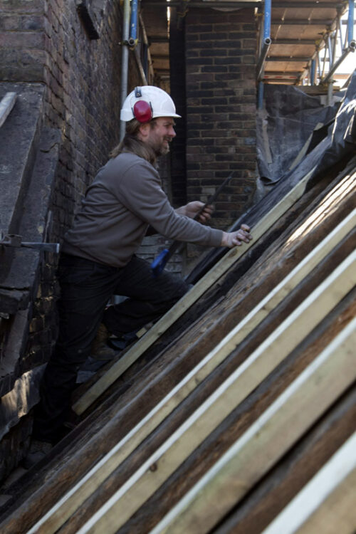 Roof repairs in progress