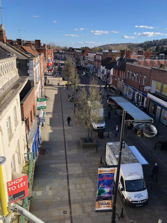 View of High Street from Scaffold